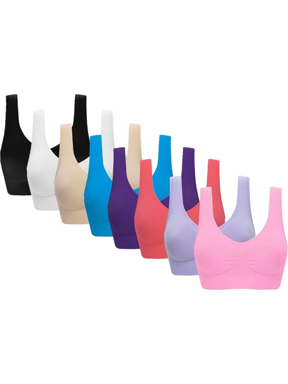 3 Pack Seamless Sports Bras for Women - Comfortable, Removable Pads, Activewear